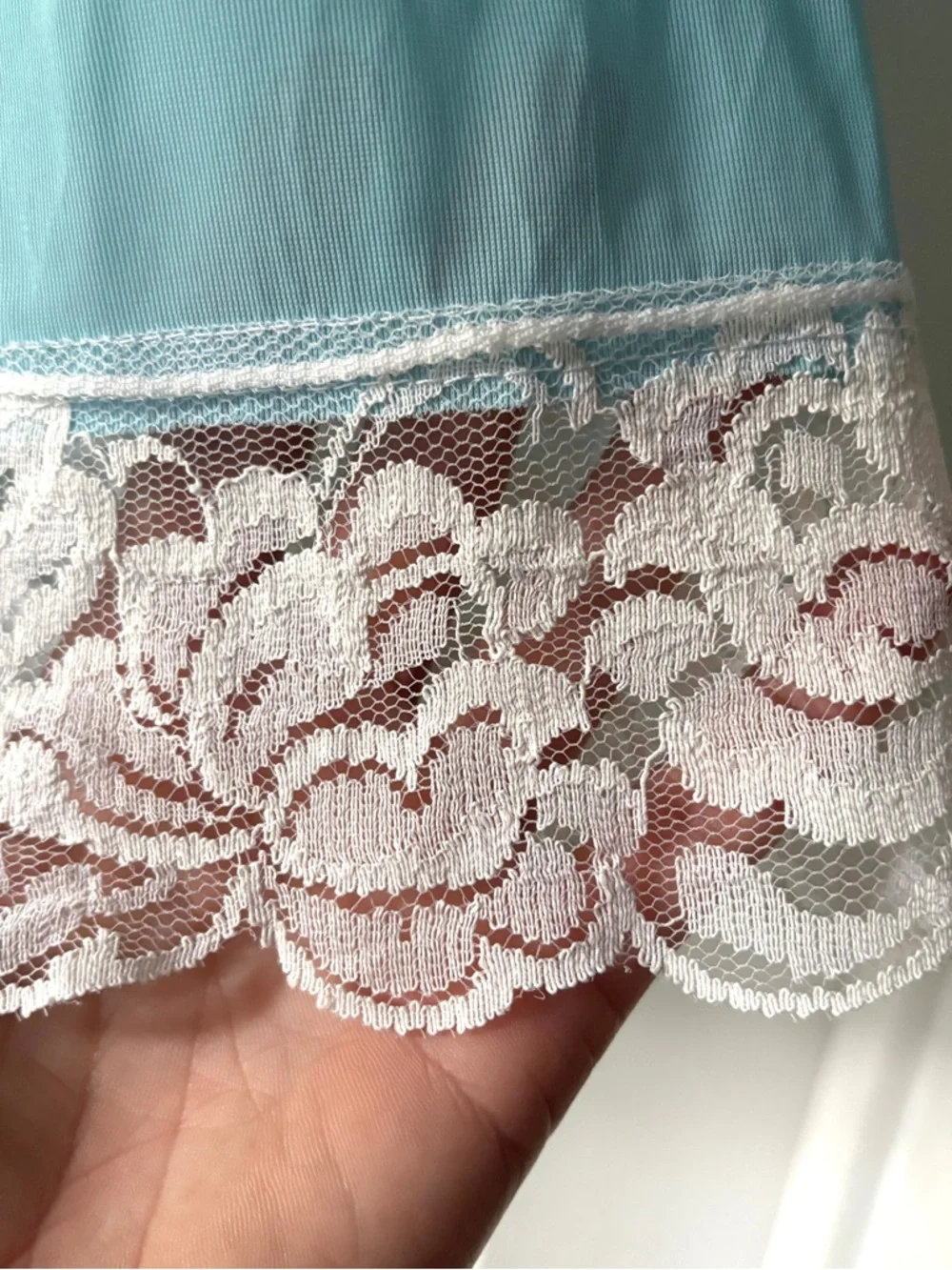 Vintage Sky Blue Lace Trim Half Slip Size XL - Picture 6 of 11